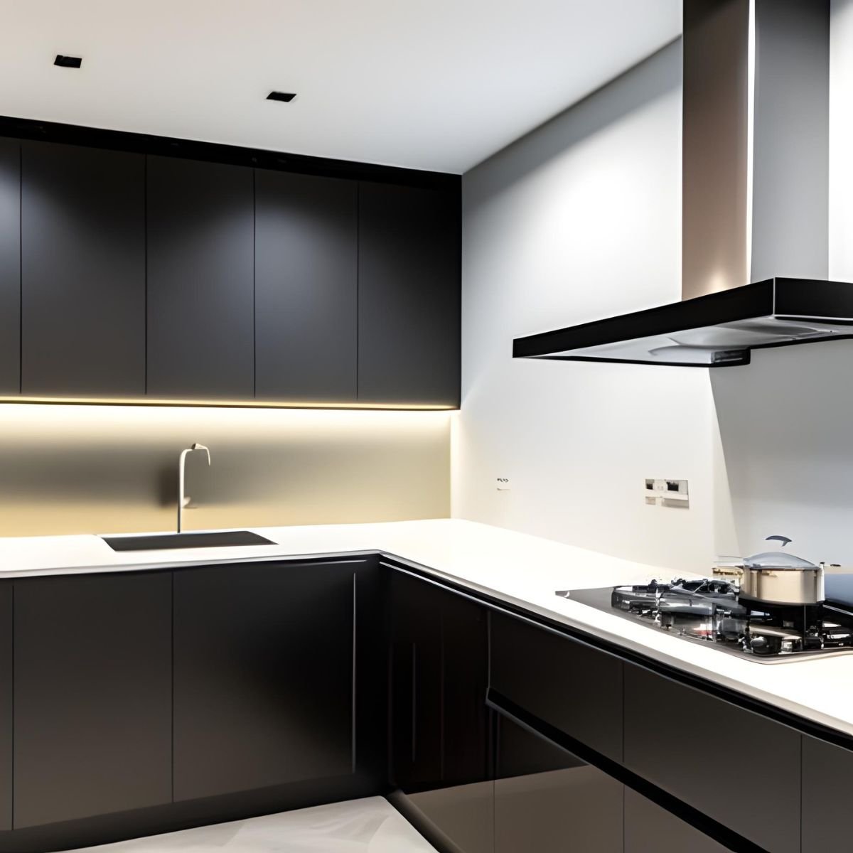 Cocina integral en forma de L con espacios optimizados